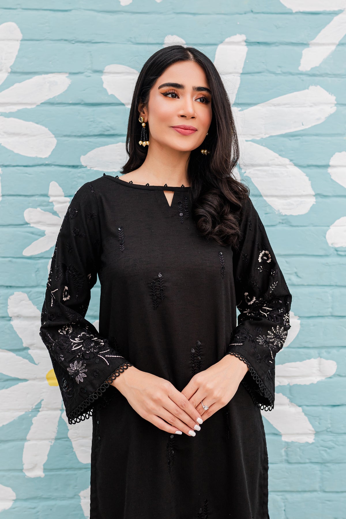 Black Spring - 2Pc Embroidered Dress