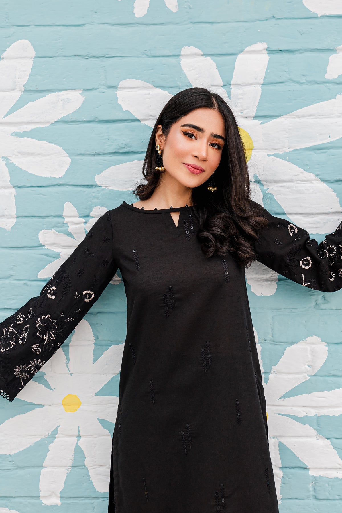 Black Spring - 2Pc Embroidered Dress