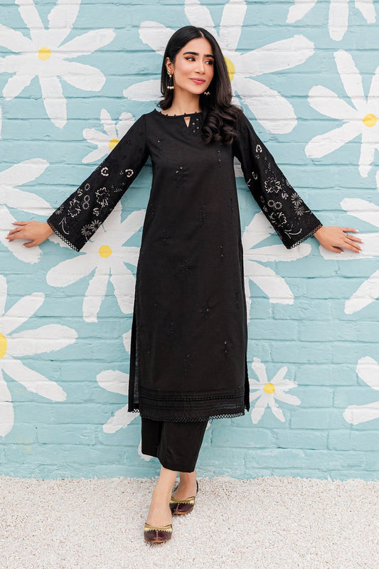 Black Spring - 2Pc Embroidered Dress