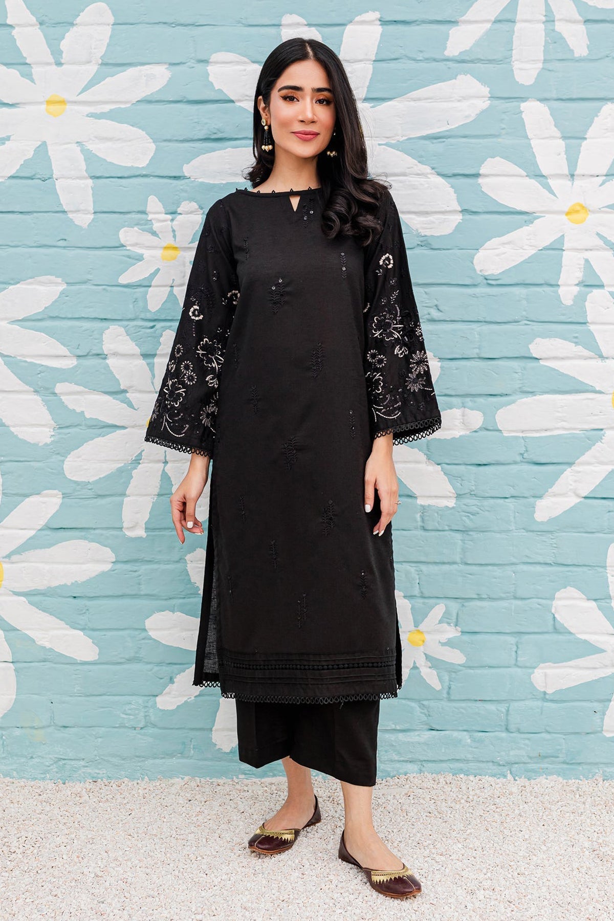Black Spring - 2Pc Embroidered Dress