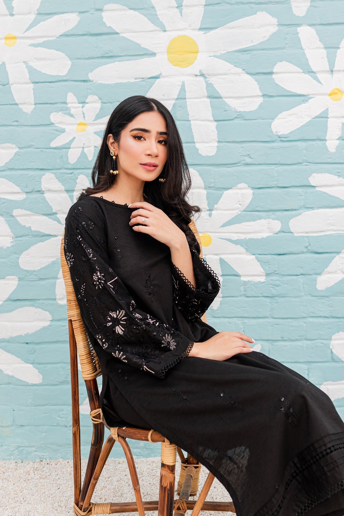 Black Spring - 2Pc Embroidered Dress