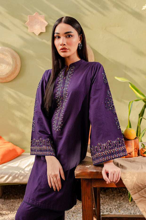Ash - 2Pc Embroidered Dress Purple