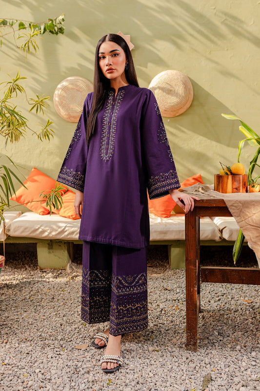 Ash - 2Pc Embroidered Dress Purple