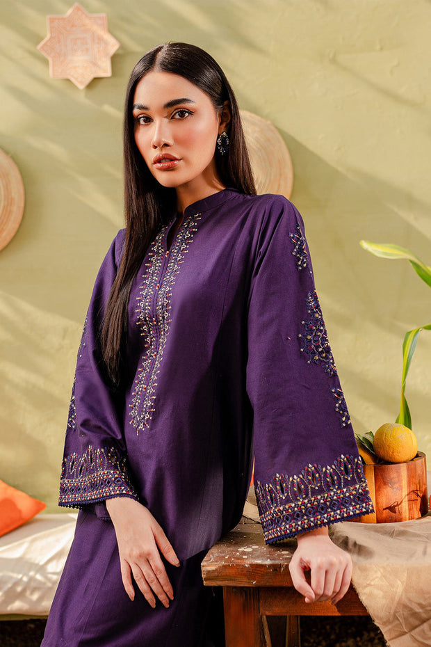 Ash - 2Pc Embroidered Dress Purple