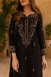 Black Wine - 3Pc Embroidered Dress