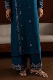 Blue Twinke - 3Pc Embroidered Dress