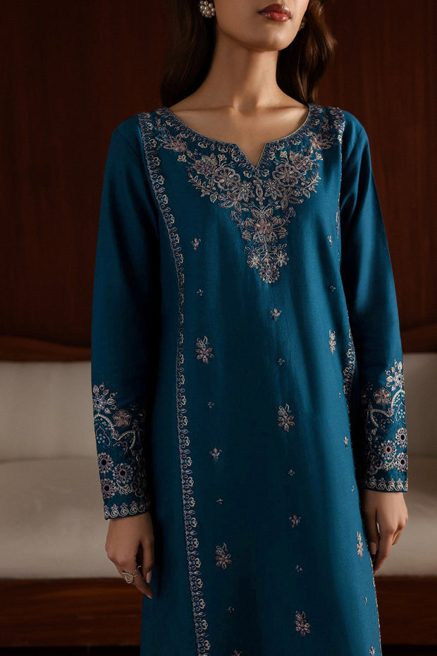 Blue Twinke - 3Pc Embroidered Dress
