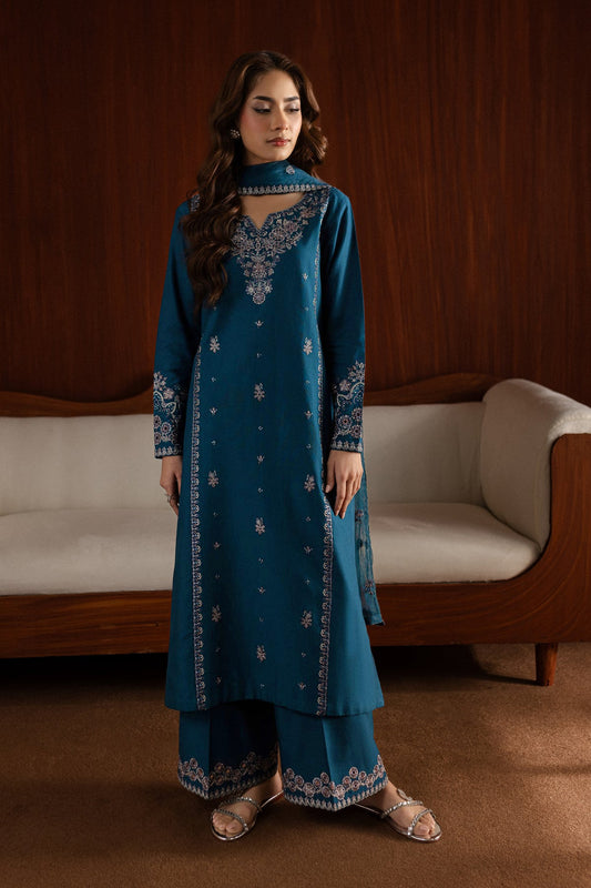 Blue Twinke - 3Pc Embroidered Dress