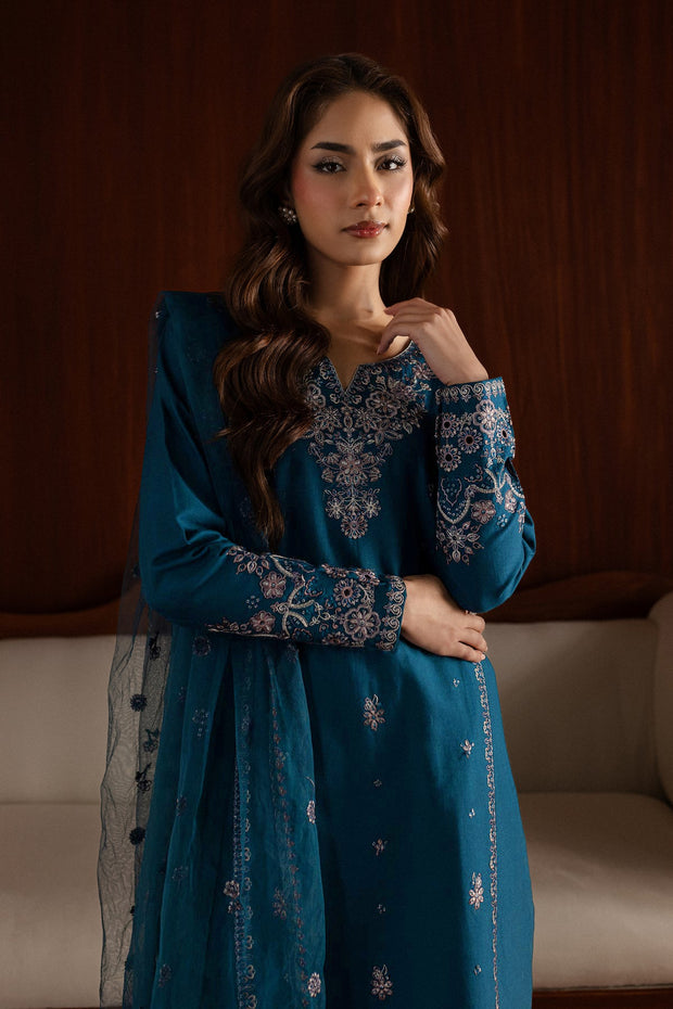 Blue Twinke - 3Pc Embroidered Dress