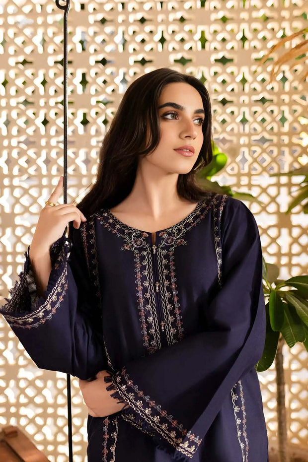 Blueberry - 2Pc Embroidered Dress