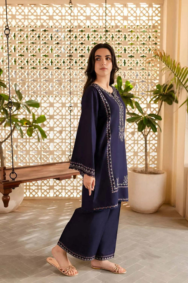 Blueberry - 2Pc Embroidered Dress