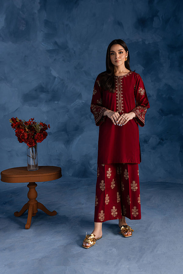 Cherry Charm - 2Pc Embroidered Dress