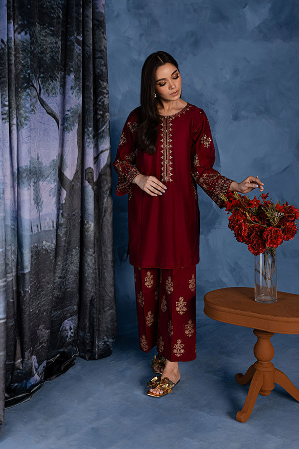 Cherry Charm - 2Pc Embroidered Dress