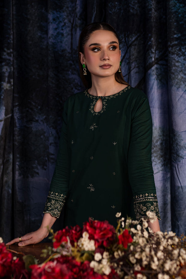 Olive - 2Pc Embroidered Dress