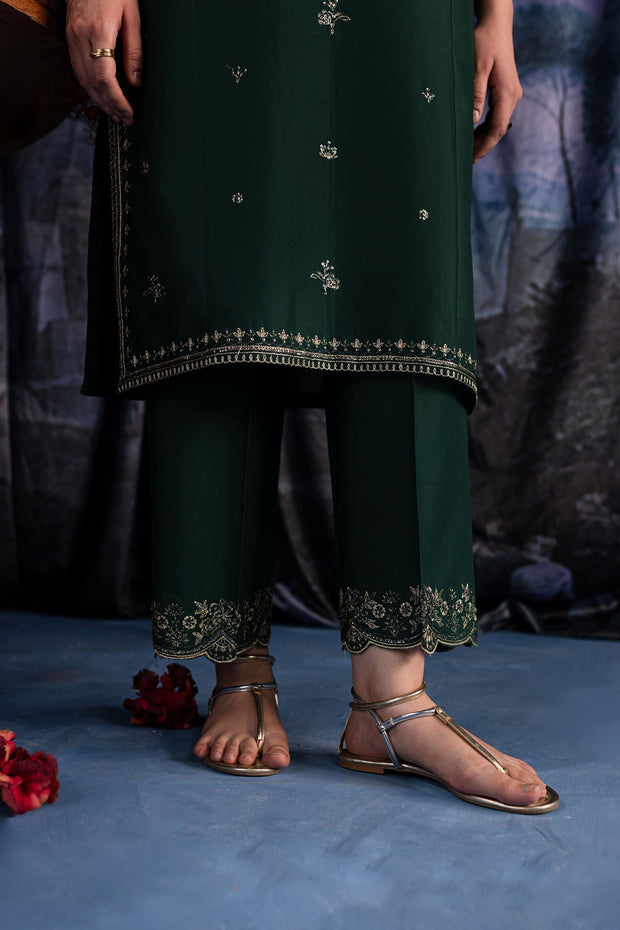 Olive - 2Pc Embroidered Dress